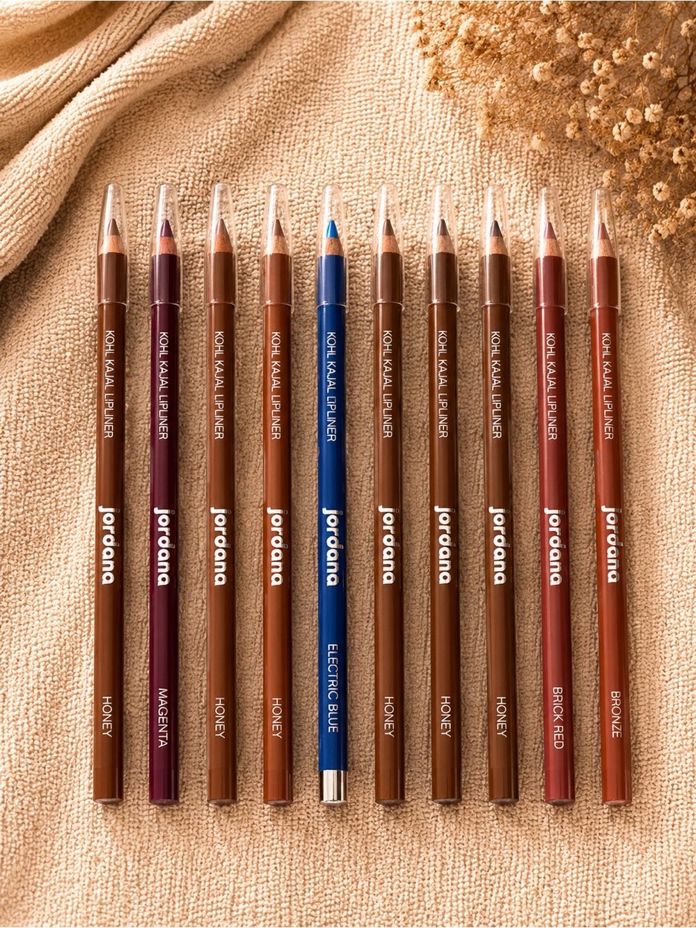 Jordana Lip Liner Set — Brown, Blue, Burgundy, Brick Red, Bronze, Magenta